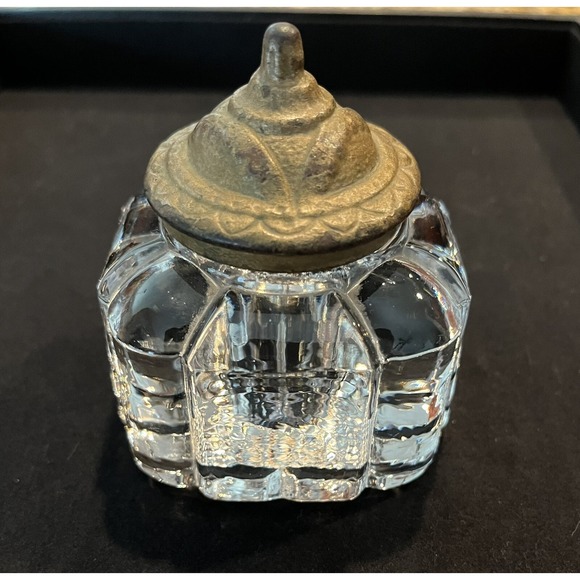 Other - Antique Heavy Glass Inkwell -Late 1800's Part Of A Set? - Beautiful Accent Piece